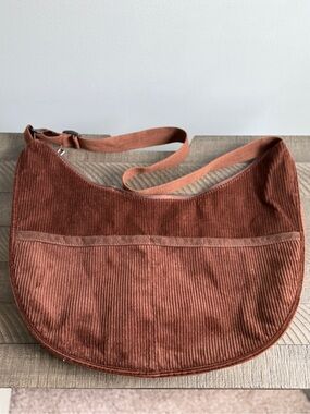 Brown Corduroy Hobo Sling Bag | Retro Crossbody Handbag Vintage Style